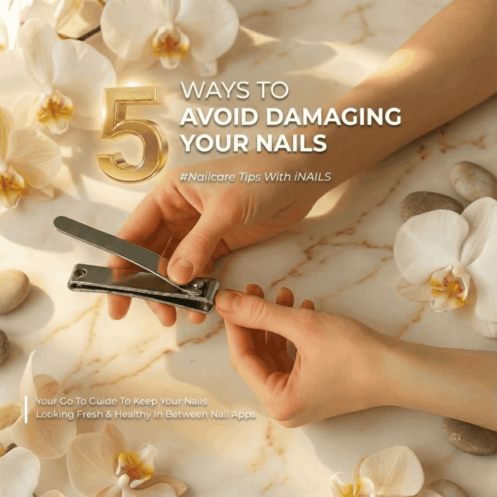 Woman caring for her nails to avoid damage.
